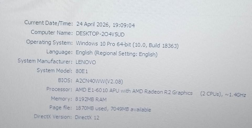 Laptop Lenovo G40-45 Ram 8gb